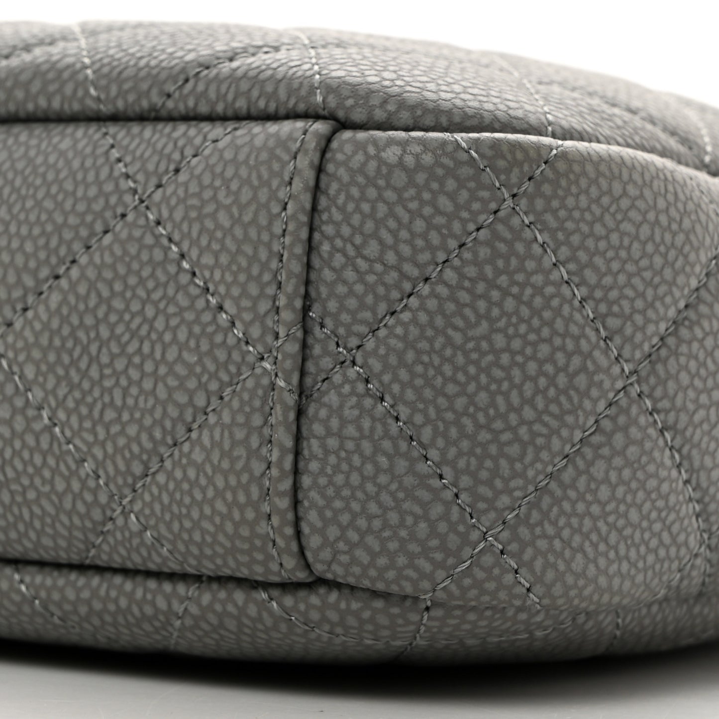 Iridescent Caviar Flat Quilted Small Coco Tassel Camera Case Grey
