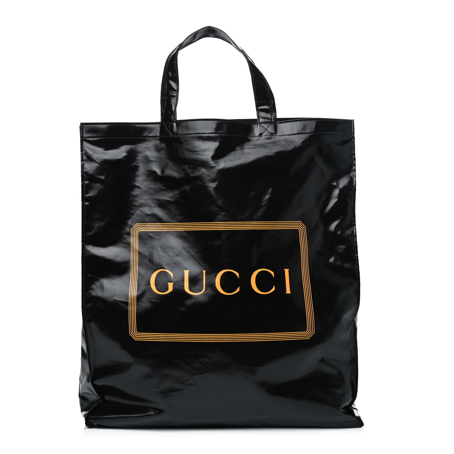 Gucci Patent Canvas Frame Logo Vertical Tote Black Crop 1 of 4