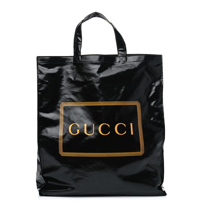 Gucci Patent Canvas Frame Logo Vertical Tote Black Crop 1 of 4