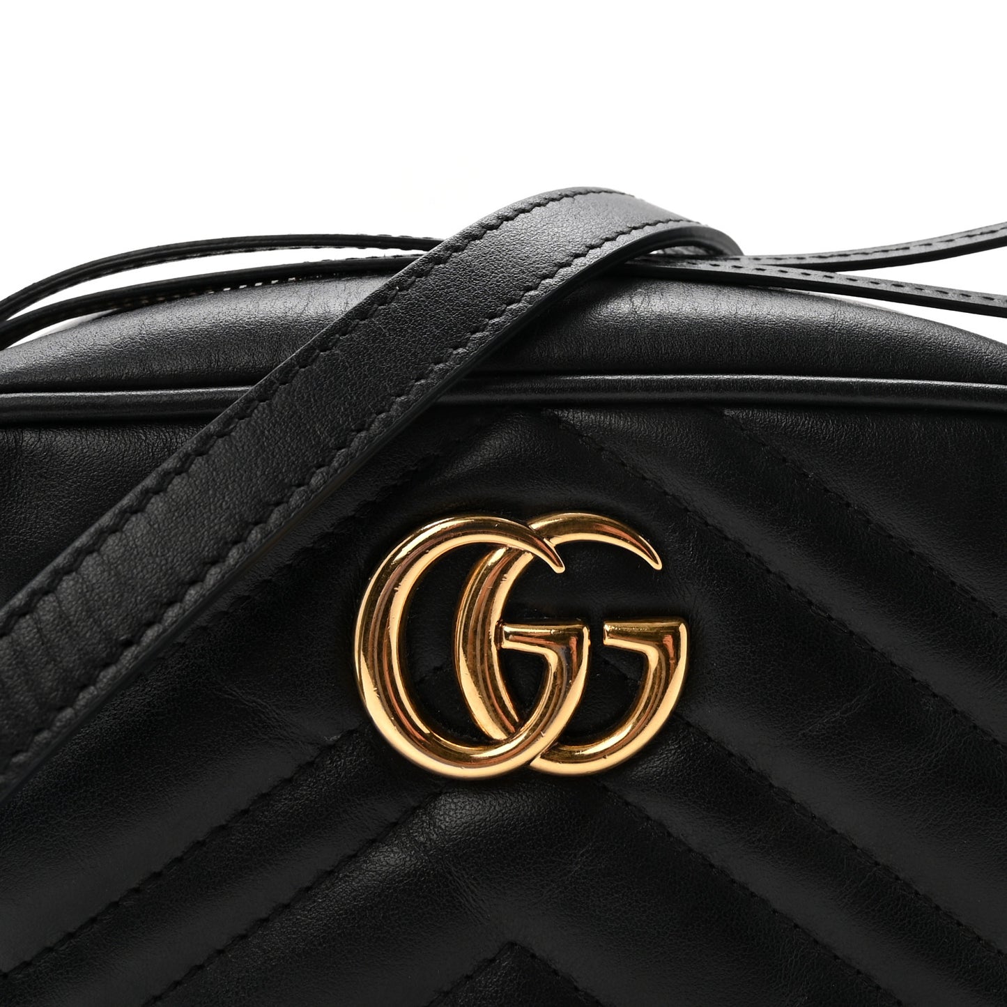 Calfskin Matelasse Mini GG Marmont Chain Shoulder Bag Black