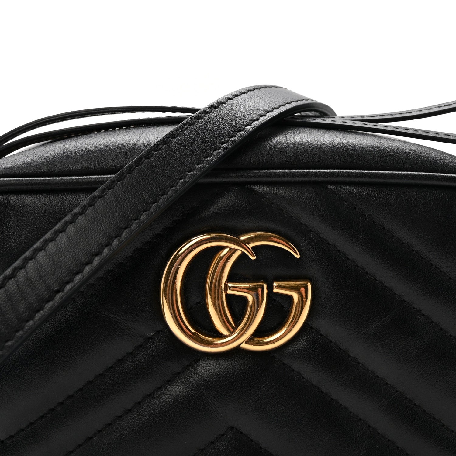 Gucci Calfskin Matelasse Mini GG Marmont Chain Shoulder Bag Black 8 of 10