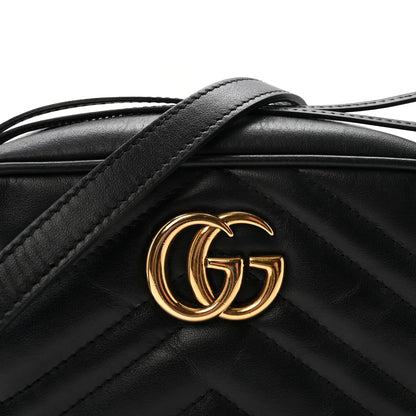 Gucci Calfskin Matelasse Mini GG Marmont Chain Shoulder Bag Black 8 of 10