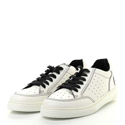 Chanel Calfskin Womens Logo Sneakers 39.5 White Black 3 of 8