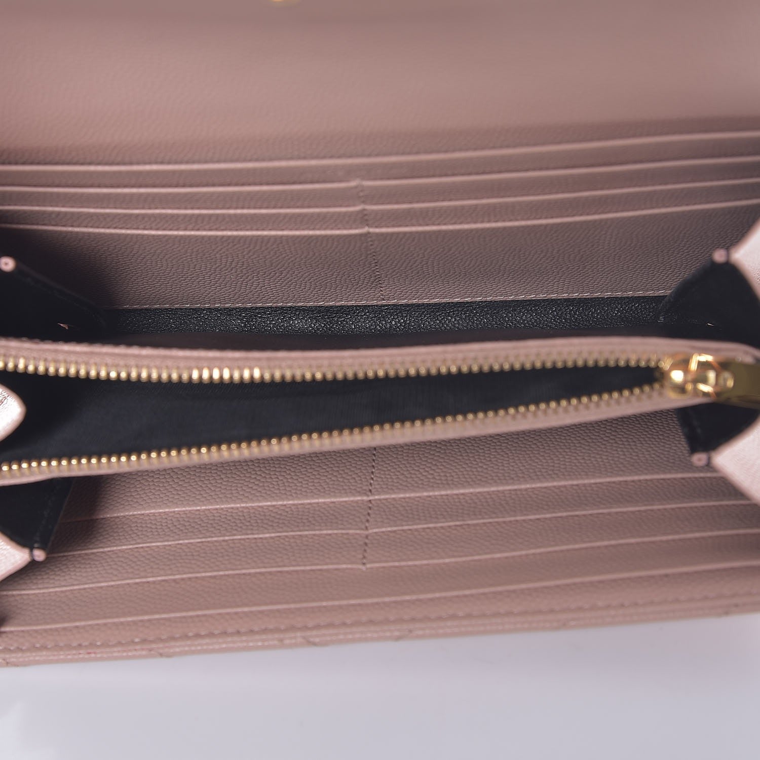 Saint Laurent Grain De Poudre Matelasse Chevron Monogram Wallet Pale Pink 5 of 12