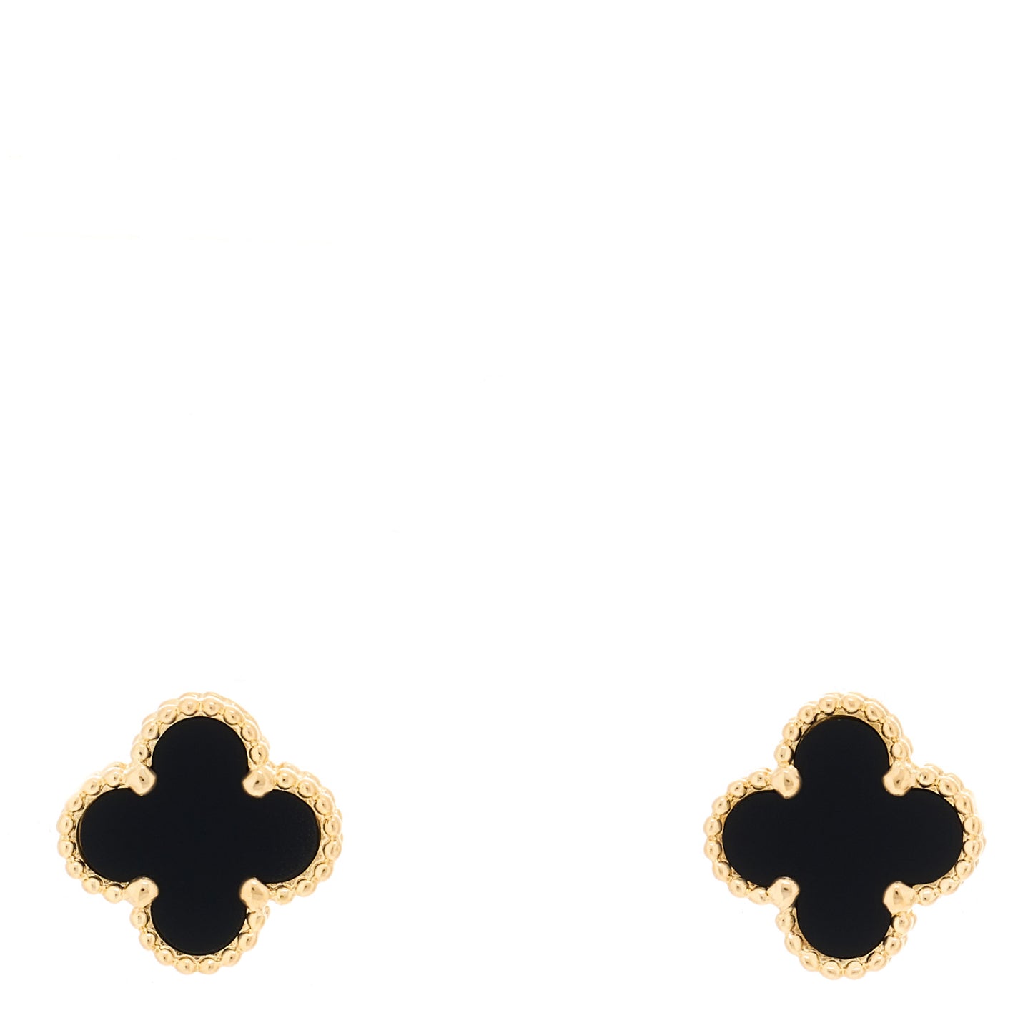 18K Yellow Gold Black Onyx Sweet Alhambra Earrings