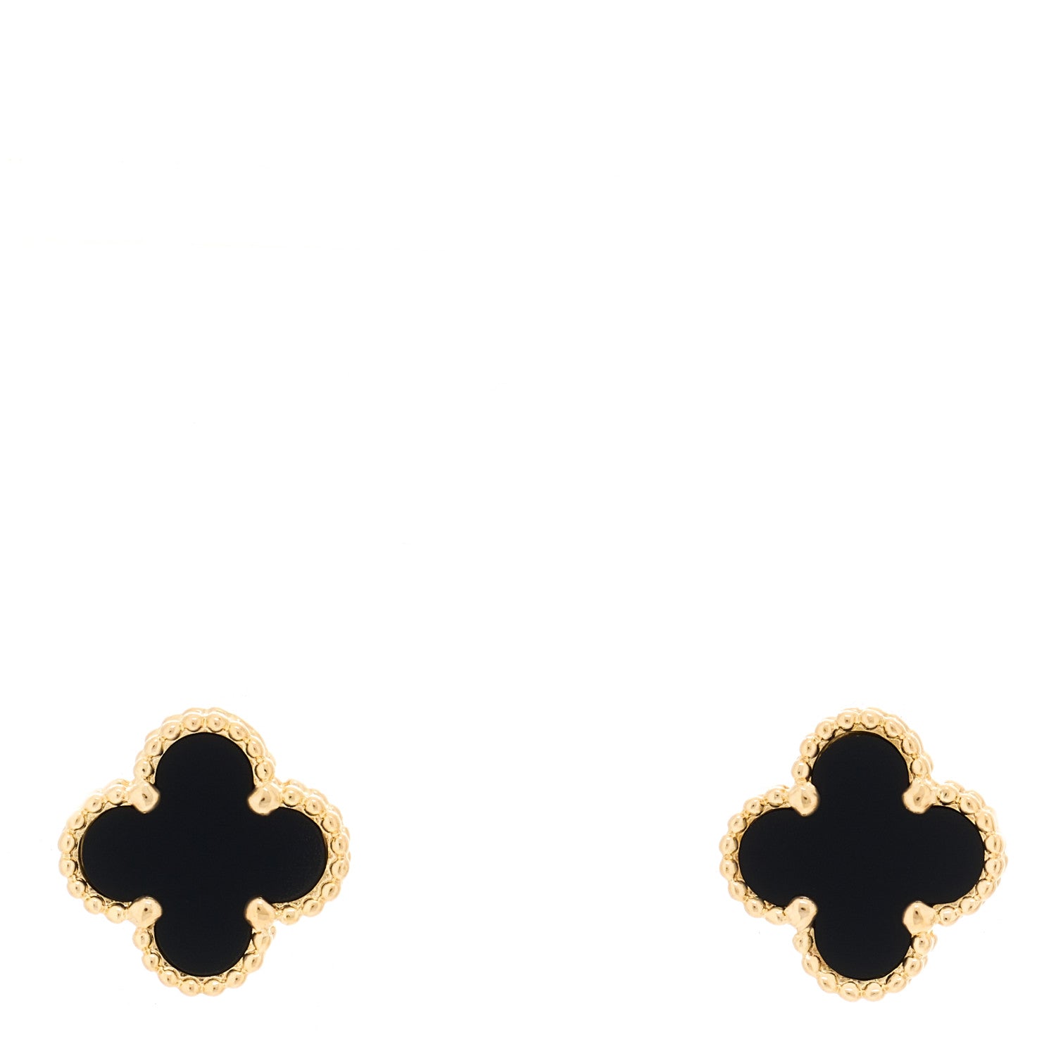 Van Cleef & Arpels 18K Yellow Gold Black Onyx Sweet Alhambra Earrings 1 of 4