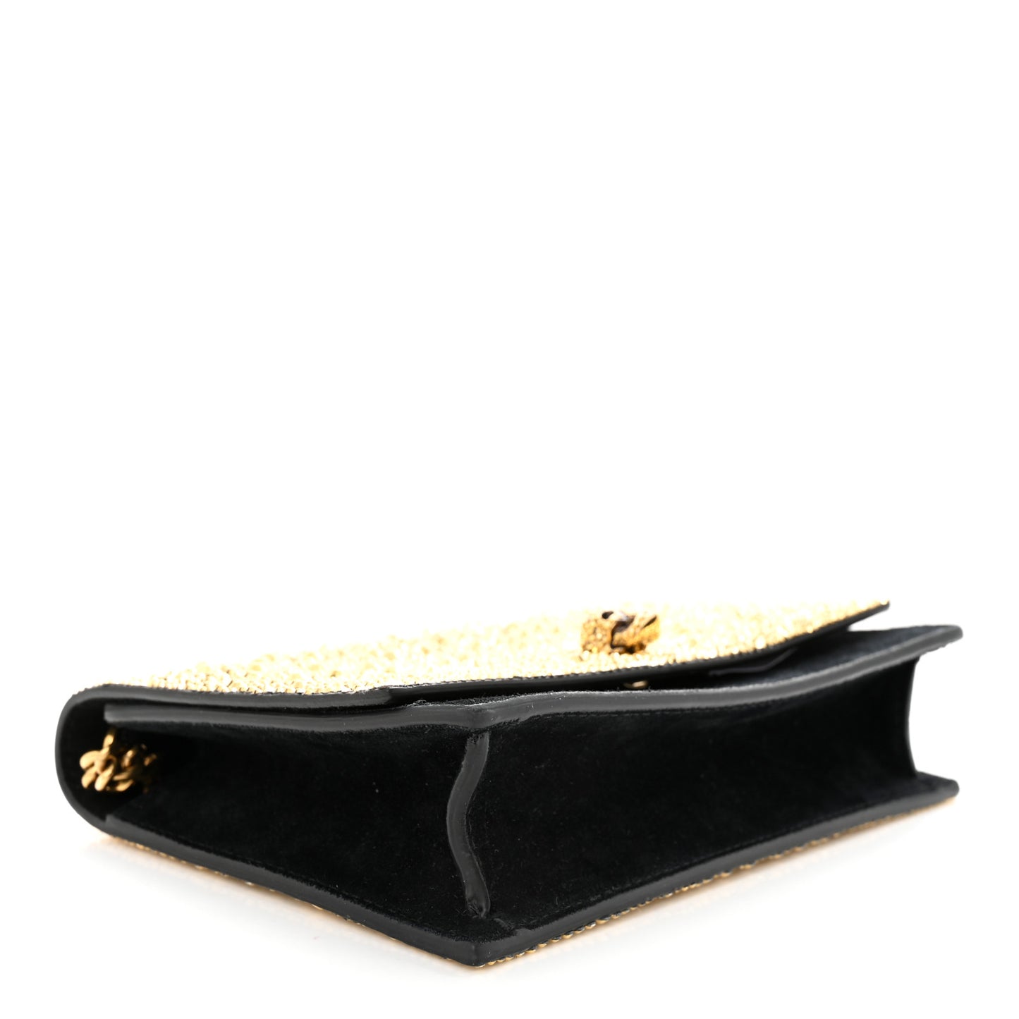 Suede Studded Mini Skull Chain Crossbody Bag Black