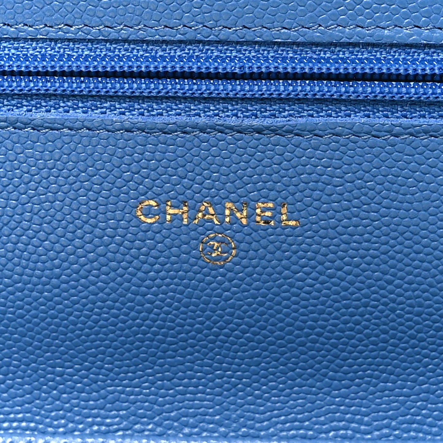 Caviar Quilted Wallet on Chain WOC Blue