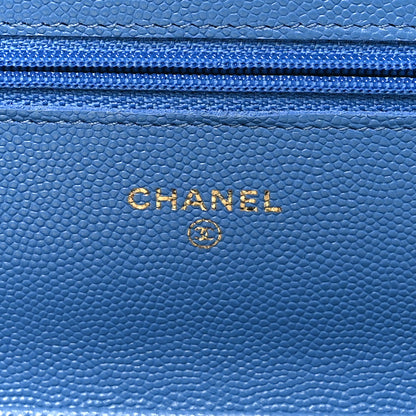Chanel Caviar Quilted Wallet on Chain WOC Blue 6 of 10