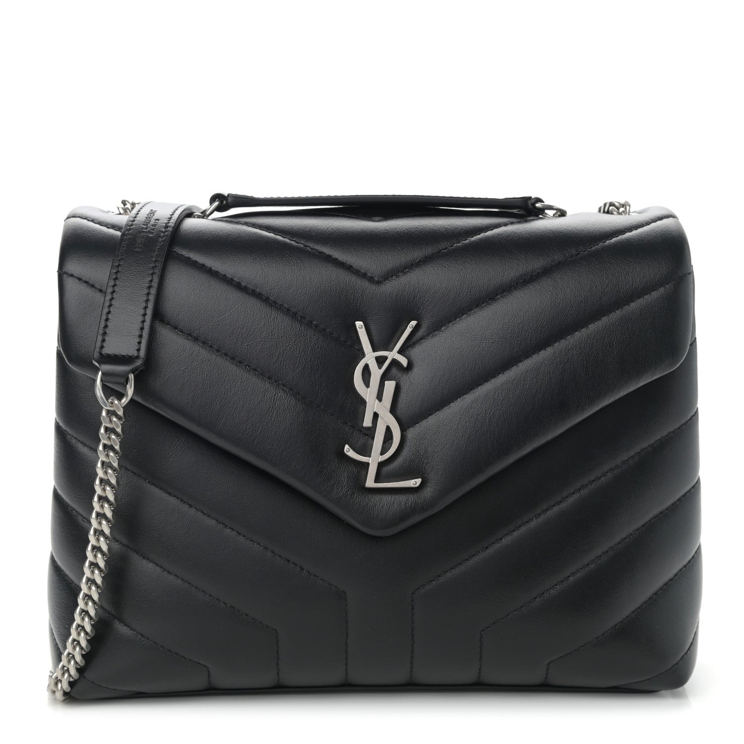 Saint Laurent Calfskin Y Quilted Monogram Small Loulou Chain Satchel Black 1 of 9
