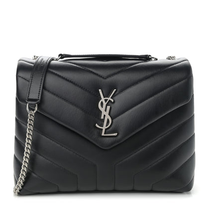 Saint Laurent Calfskin Y Quilted Monogram Small Loulou Chain Satchel Black 1 of 9