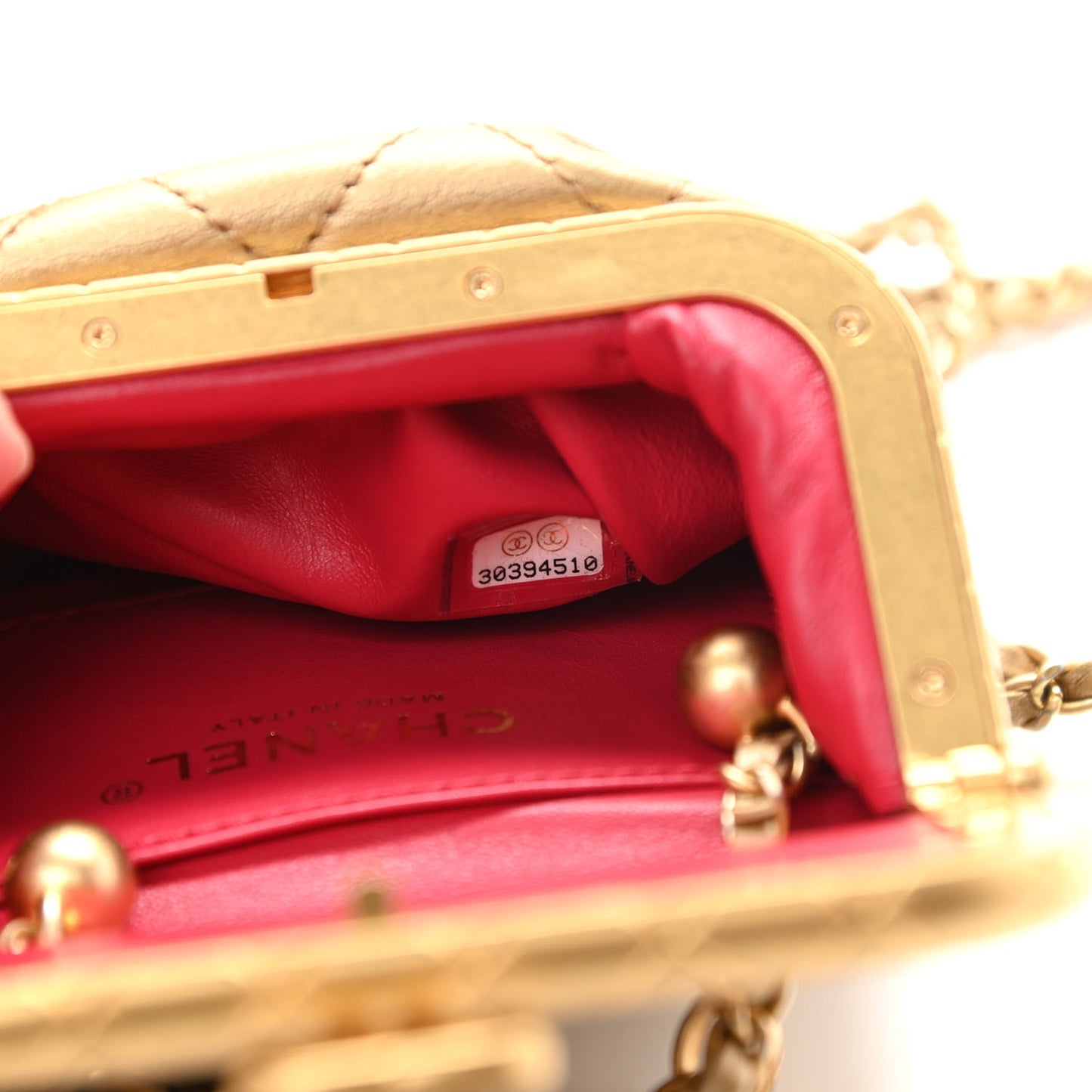 Metallic Lambskin Quilted Small My Crush Bag Gold