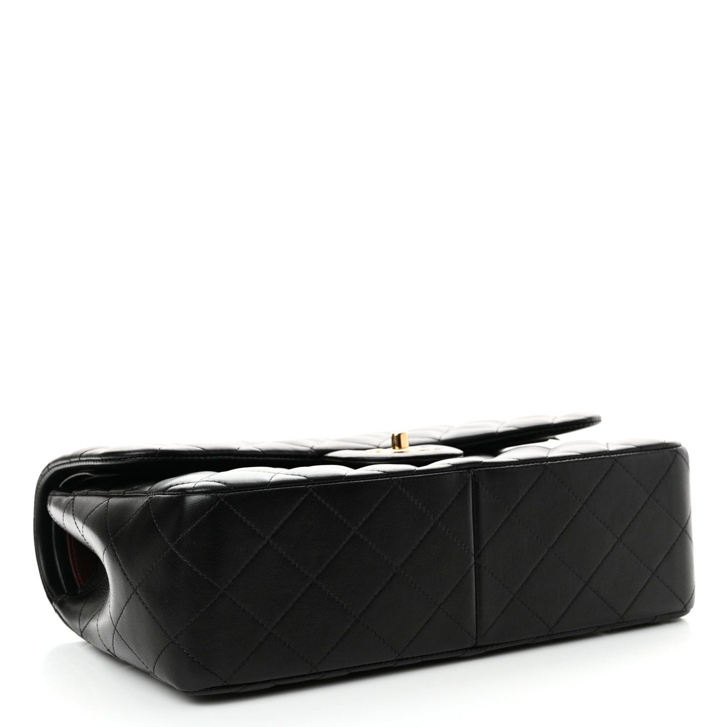 Lambskin Quilted Jumbo Double Flap Black
