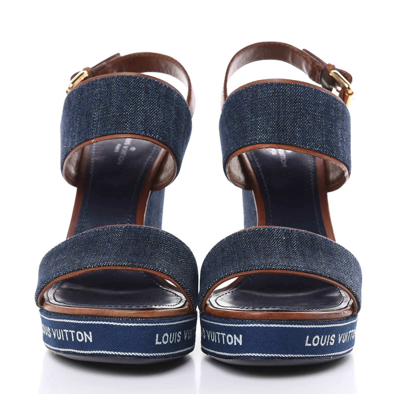 Louis Vuitton Denim Croisiere Wedge Sandals 39 Marine 2 of 11