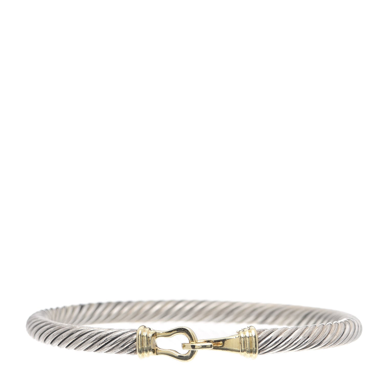 David Yurman Sterling Silver 14K Yellow Gold 5mm Cable Classic Buckle Bracelet 1 of 5