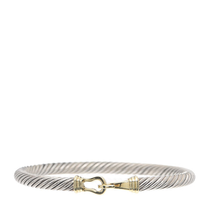 David Yurman Sterling Silver 14K Yellow Gold 5mm Cable Classic Buckle Bracelet 1 of 5