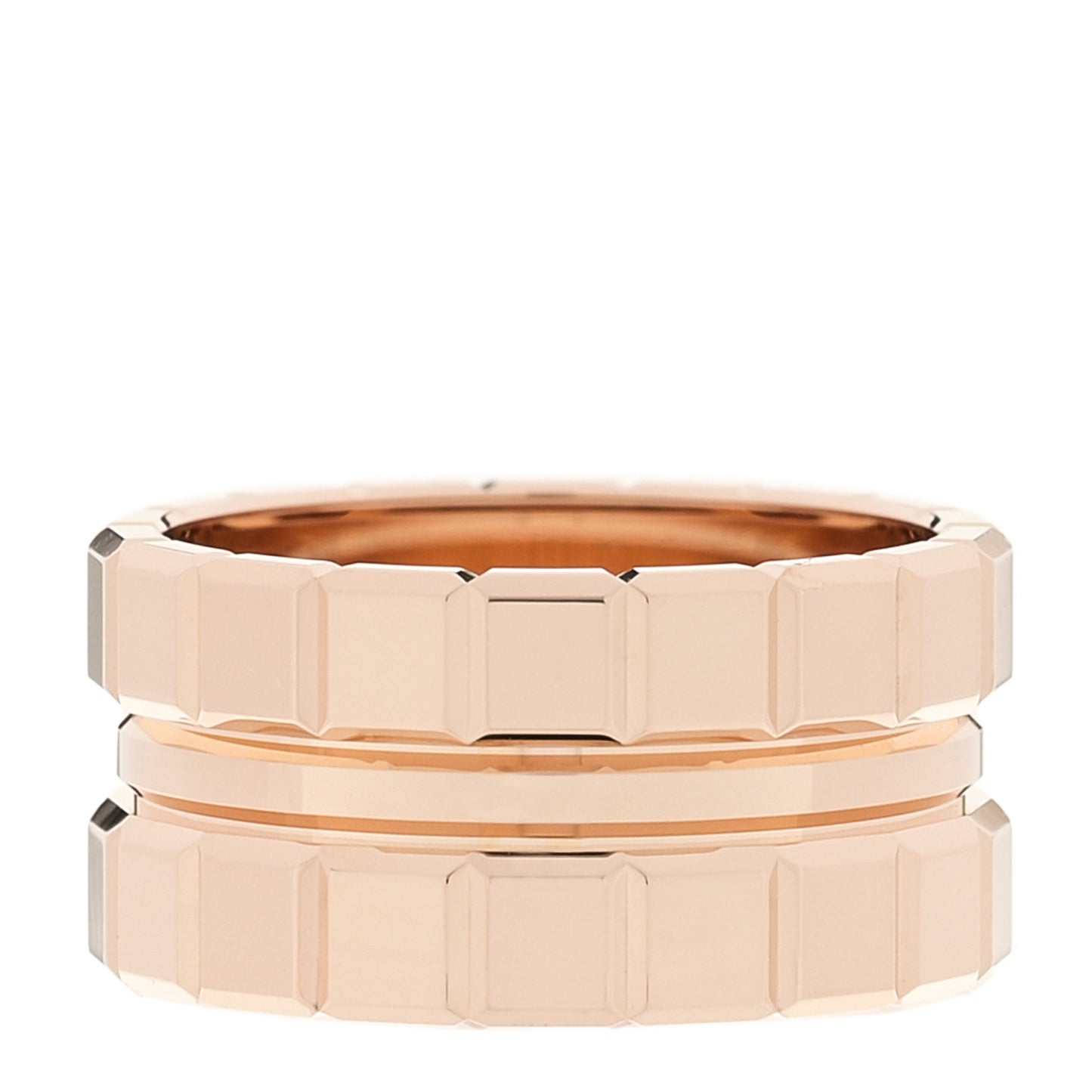 18K Rose Gold Ice Wide 3 Band Ring 55 7.25