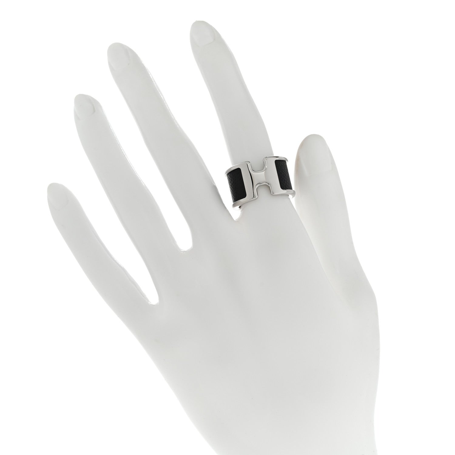Hermes Madame Calfskin Large Olympe Ring XS 50 5.25 Black 2 of 6