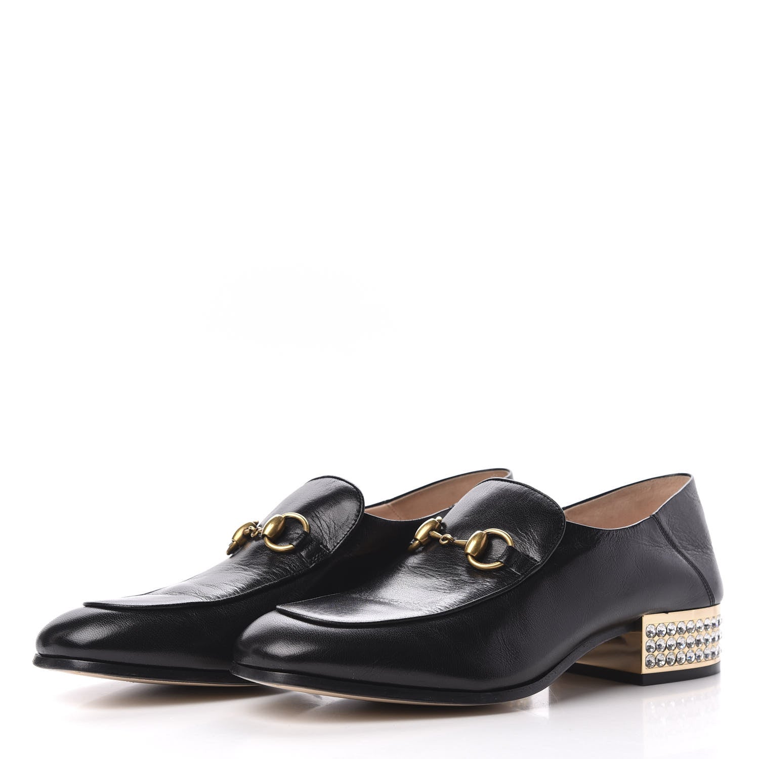 Gucci Goatskin Crystal Womens Horsebit Loafers 40 Black 2 of 10