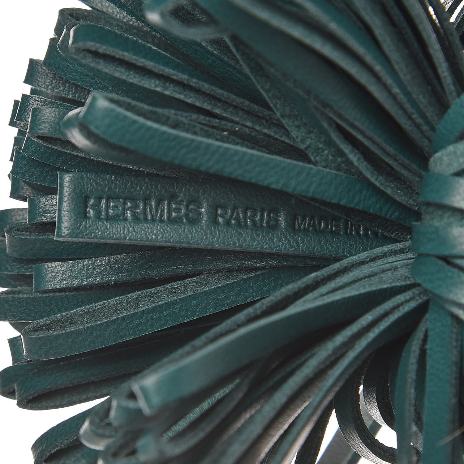 Hermes Lambskin Carmen Tassel Key Holder Malachite 3 of 4