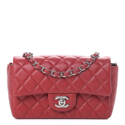 Chanel Lambskin Quilted Mini Rectangular Flap Red 1 of 12