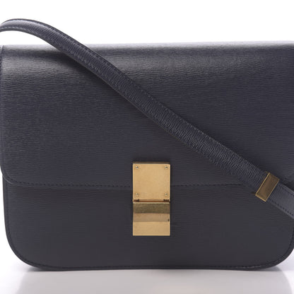 Celine Liege Calfskin Medium Classic Box Flap Bag Dark Blue 11 of 13