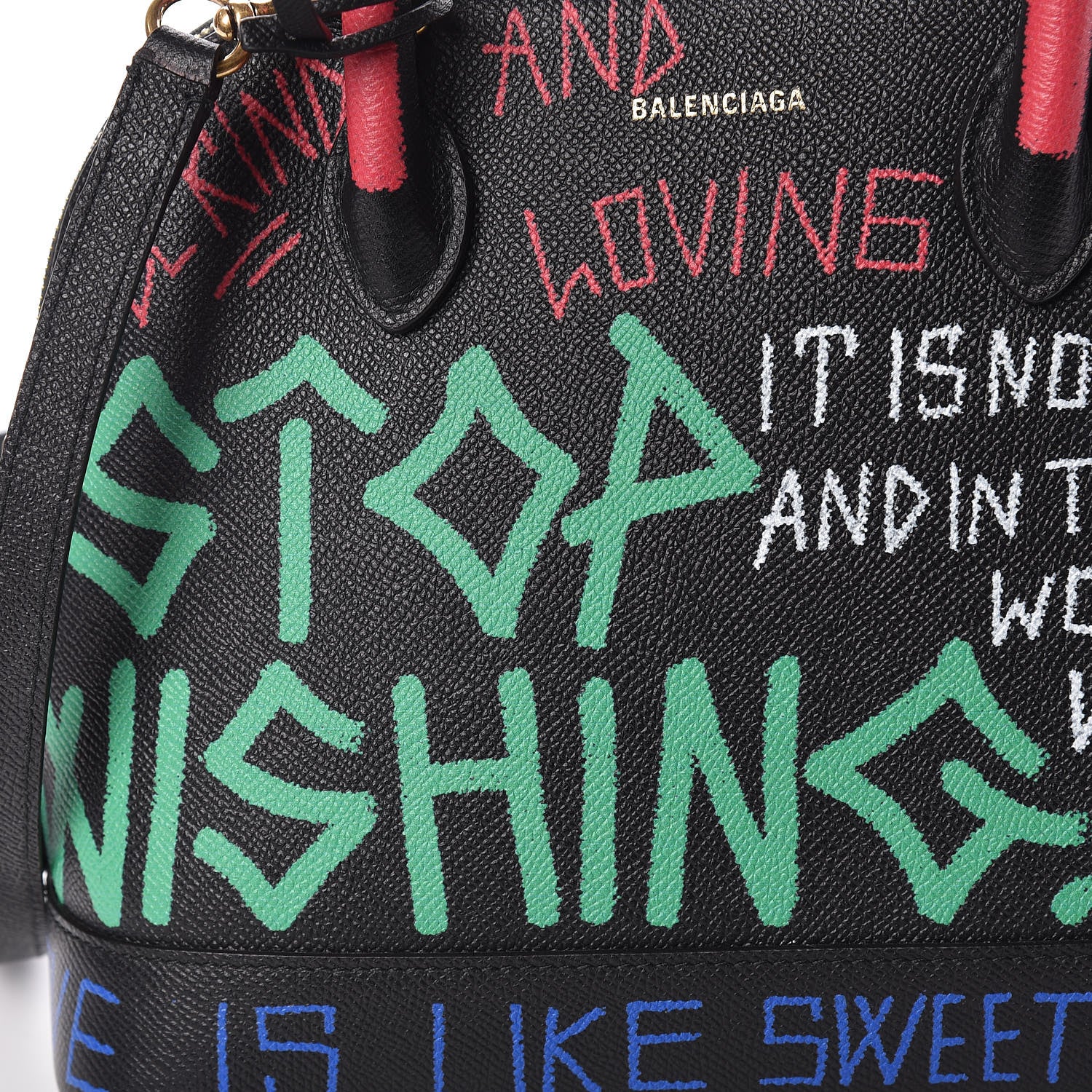 Balenciaga Signature Grained Calfskin Graffiti S Ville Top Handle Bag Black Multicolor 10 of 17