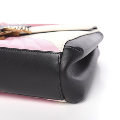 Gucci Calfskin Bamboo Trapuntata Queen Margaret Top Handle Bag Blue Agata Hibiscus Red Mystic White Sugar Pink 9 of 12