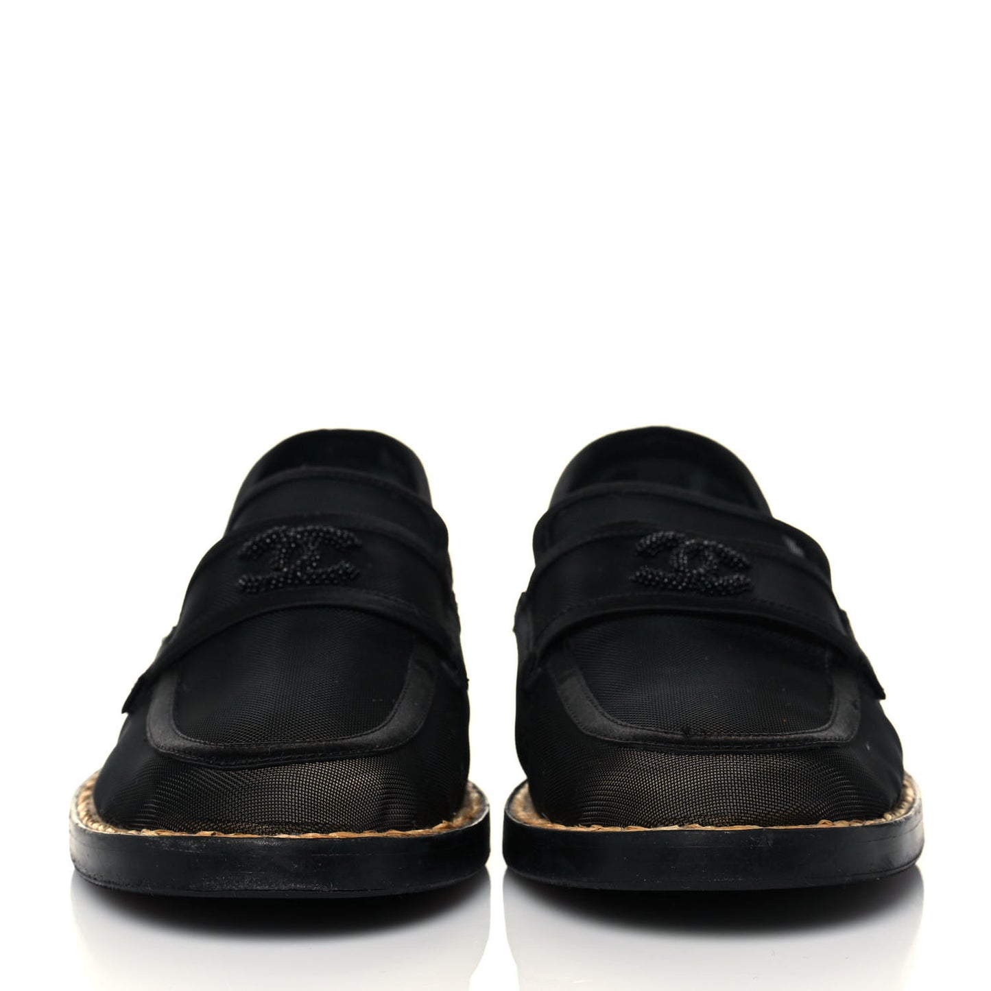 Mesh Satin CC Loafers 37 Black