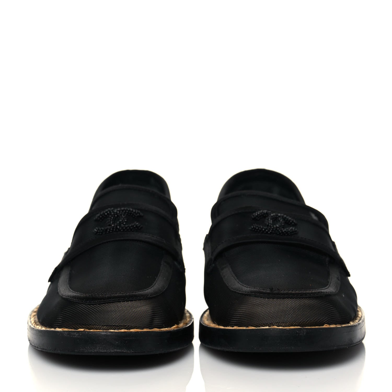Chanel Mesh Satin CC Loafers 37 Black 2 of 8