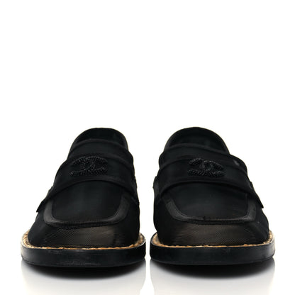 Chanel Mesh Satin CC Loafers 37 Black 2 of 8