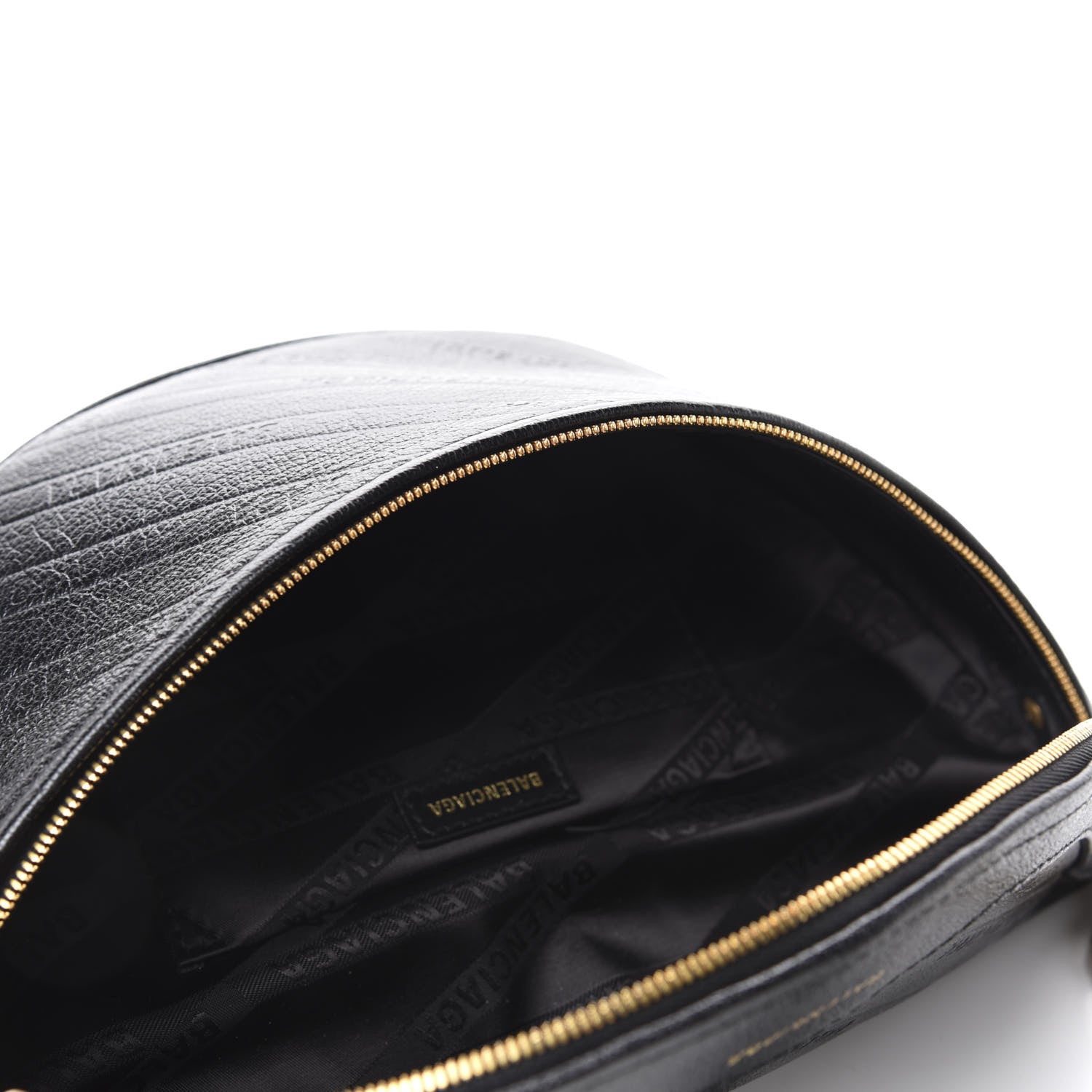 Balenciaga Shiny Goatskin Allover Logo Embossed XS Souvenir Belt Bag Black 5 of 9