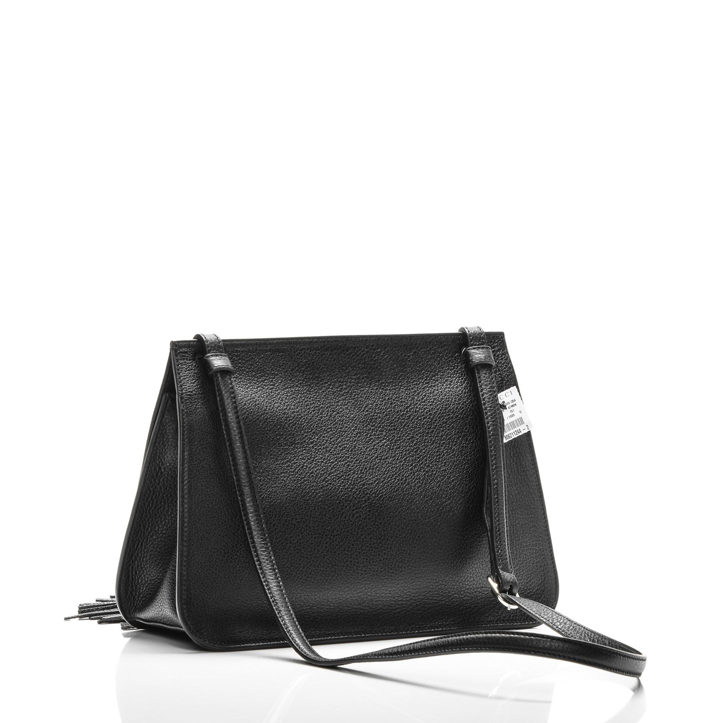 Pebbled Calfskin Medium Bamboo Daily Flap Shoulder Bag Black