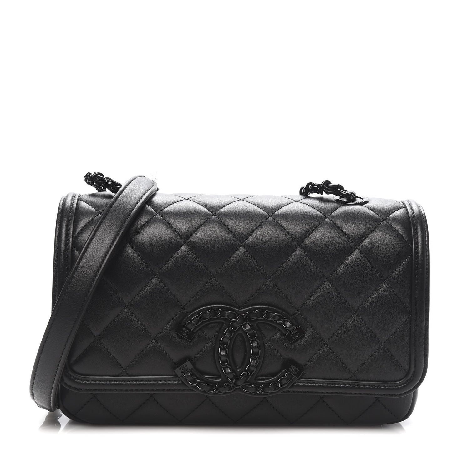 Lambskin Quilted Small CC Filigree Flap Black