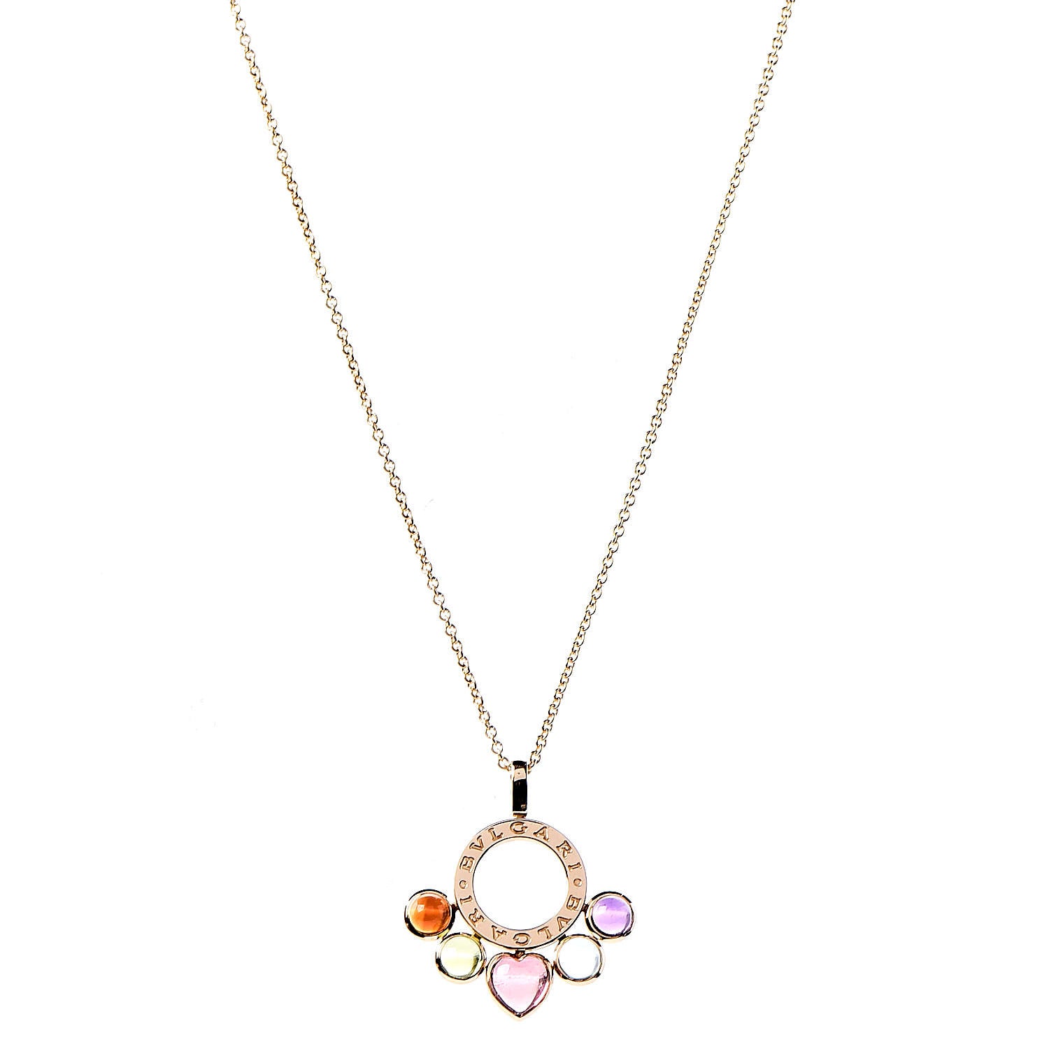 Bulgari 18K Yellow Gold Citrine Peridot Tourmaline Topaz Amethyst Allegra Pendant Necklace 1 of 6