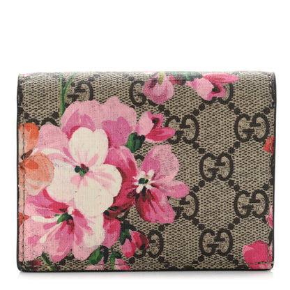 Gucci GG Supreme Monogram Blooms Card Case Wallet Beige Multicolor Dry Rose 1 of 11