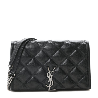 Saint Laurent Lambskin Diamond Quilted Becky Chain Wallet Black 1 of 10