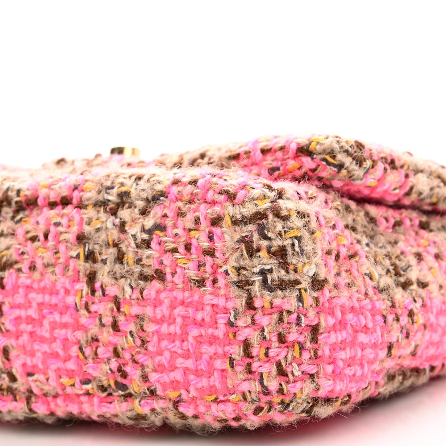 Wool Tweed Quilted Small Elegant Chain Flap Pink Brown