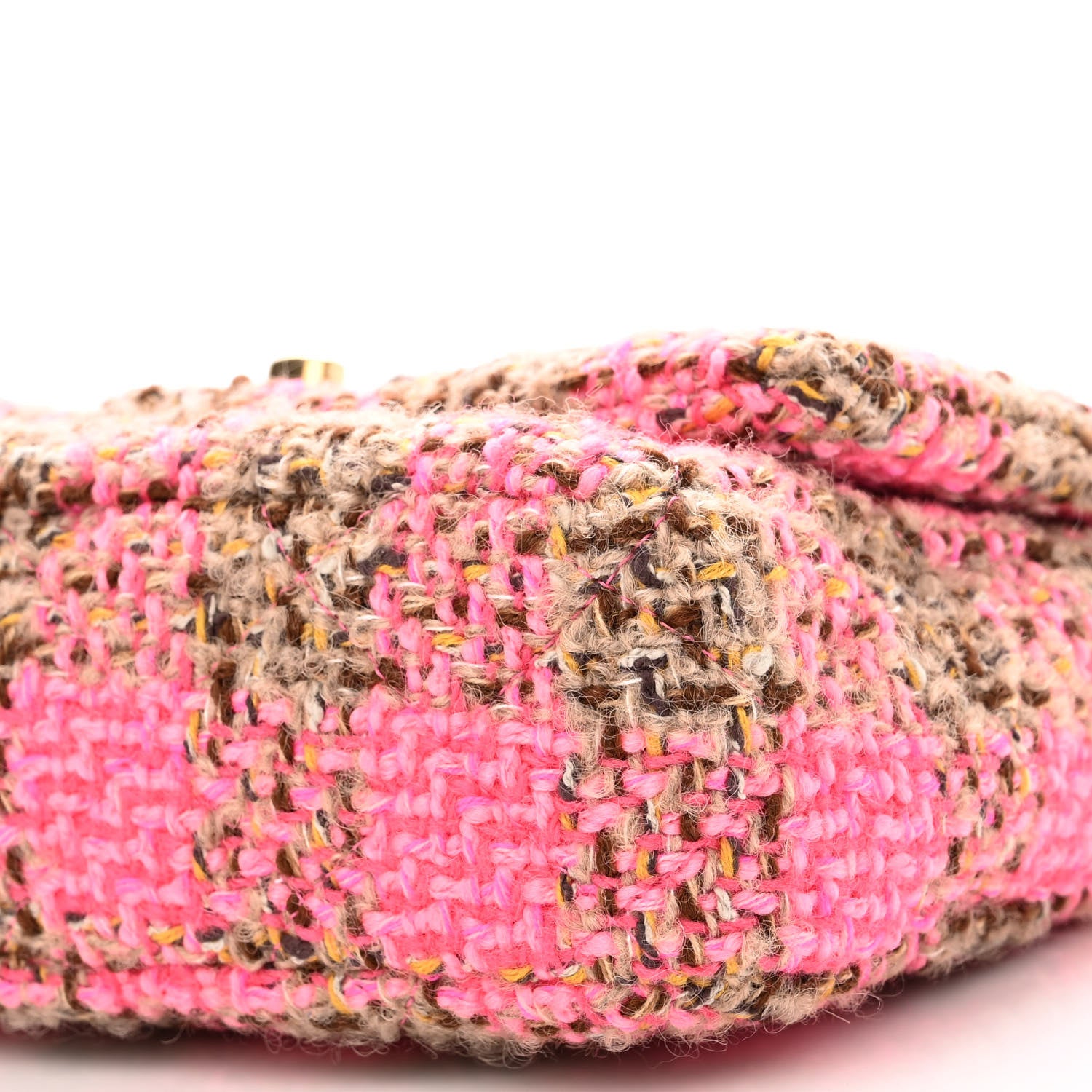 Chanel Wool Tweed Quilted Small Elegant Chain Flap Pink Brown 10 of 10