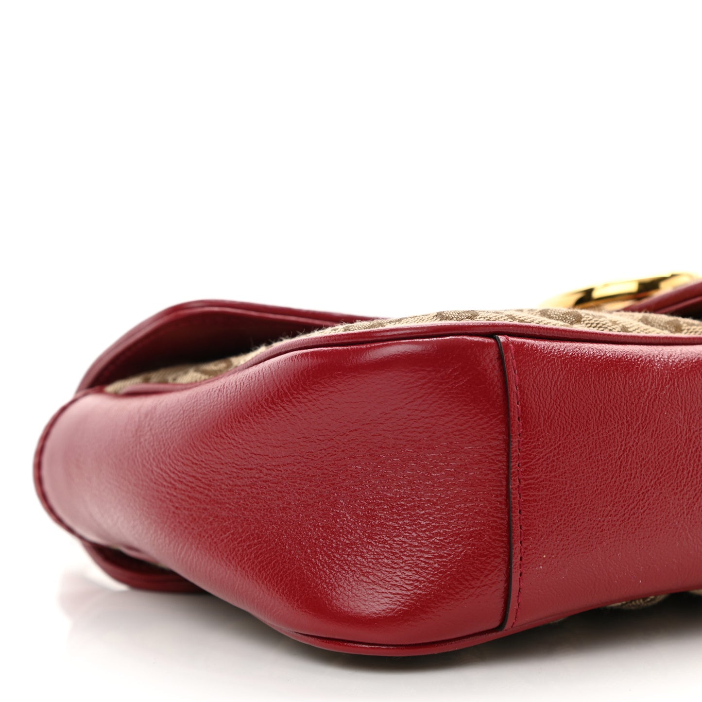 Monogram Azalea Calfskin Matelasse Diagonal Small GG Marmont Shoulder Bag Beige Ebony New Cherry Red