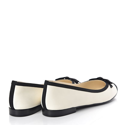 Chanel Lambskin Grosgrain Bow Cap Ballet Flats 38.5 White 4 of 10