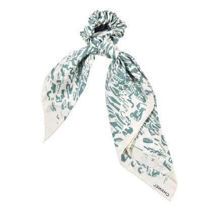 Chanel Silk CC Twilly Hair Tie Green Ecru 1 of 3