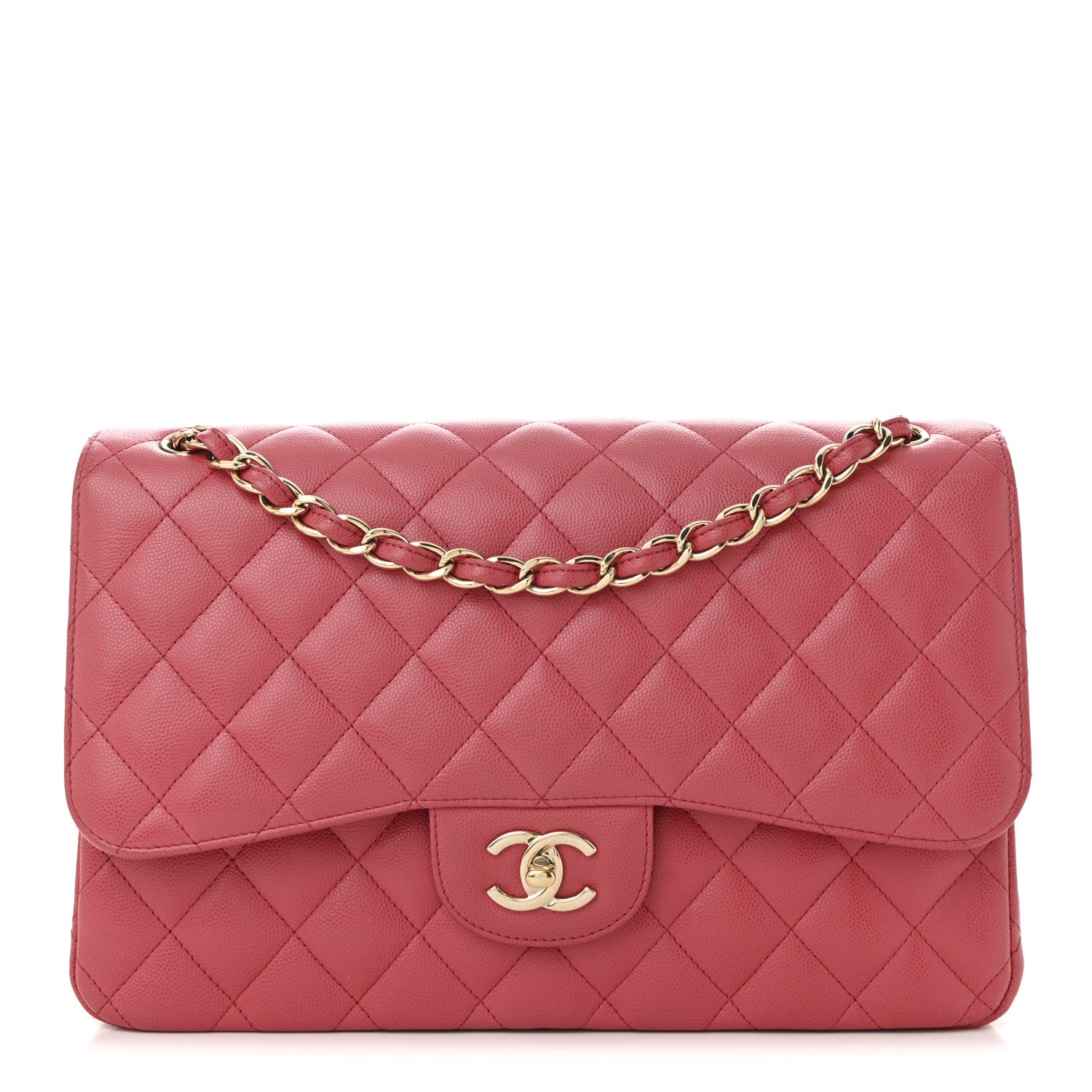 Chanel Caviar Quilted Jumbo Double Flap Pink 1 of 11