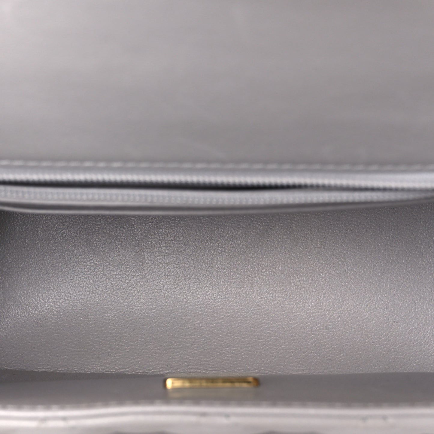 Lambskin Quilted Mini Square Flap Light Grey