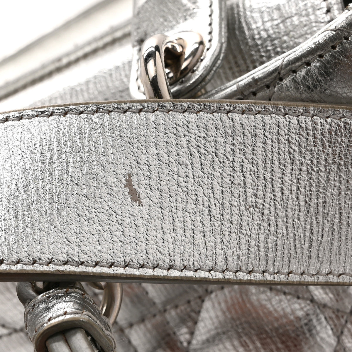 Christian Dior Metallic Grained Calfskin Cannage Small Lucky Badges My Lady Dior Silver 12 of 16