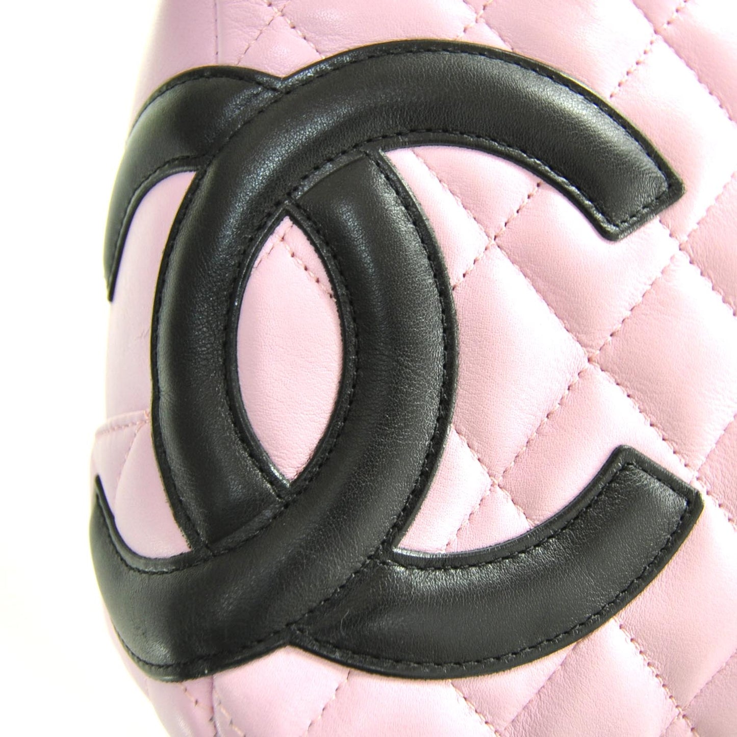 Calfskin Quilted Large Cambon Bowler Pink Black