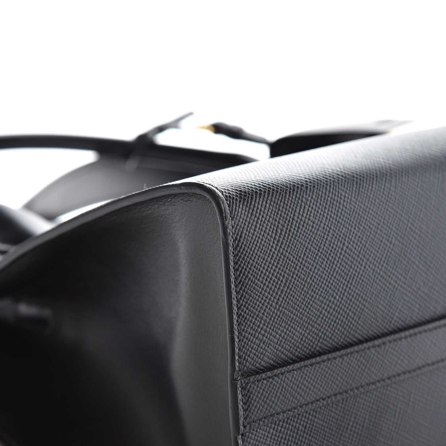 Saffiano Cuir Calfskin Medium Monochrome Top Handle Tote Black