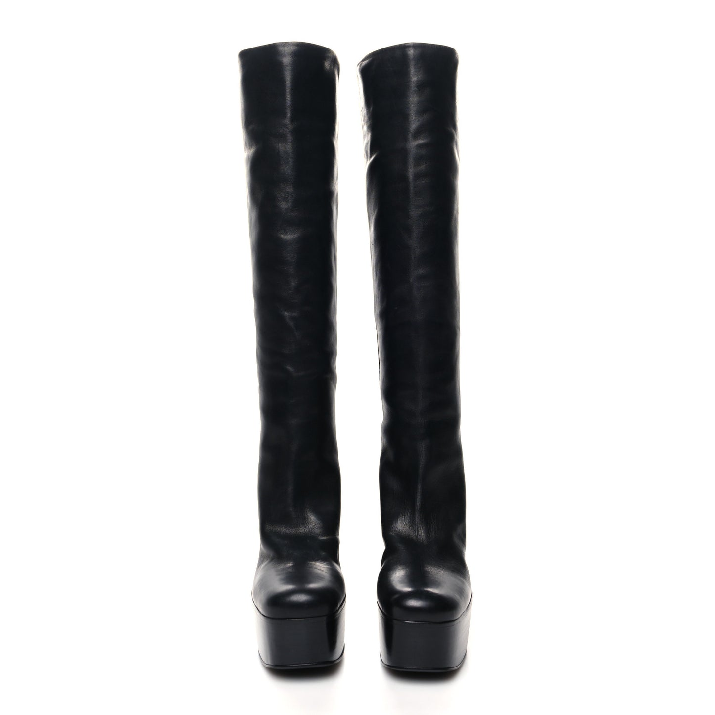 Calfskin Knee High Platform 105mm Boots 35 Black