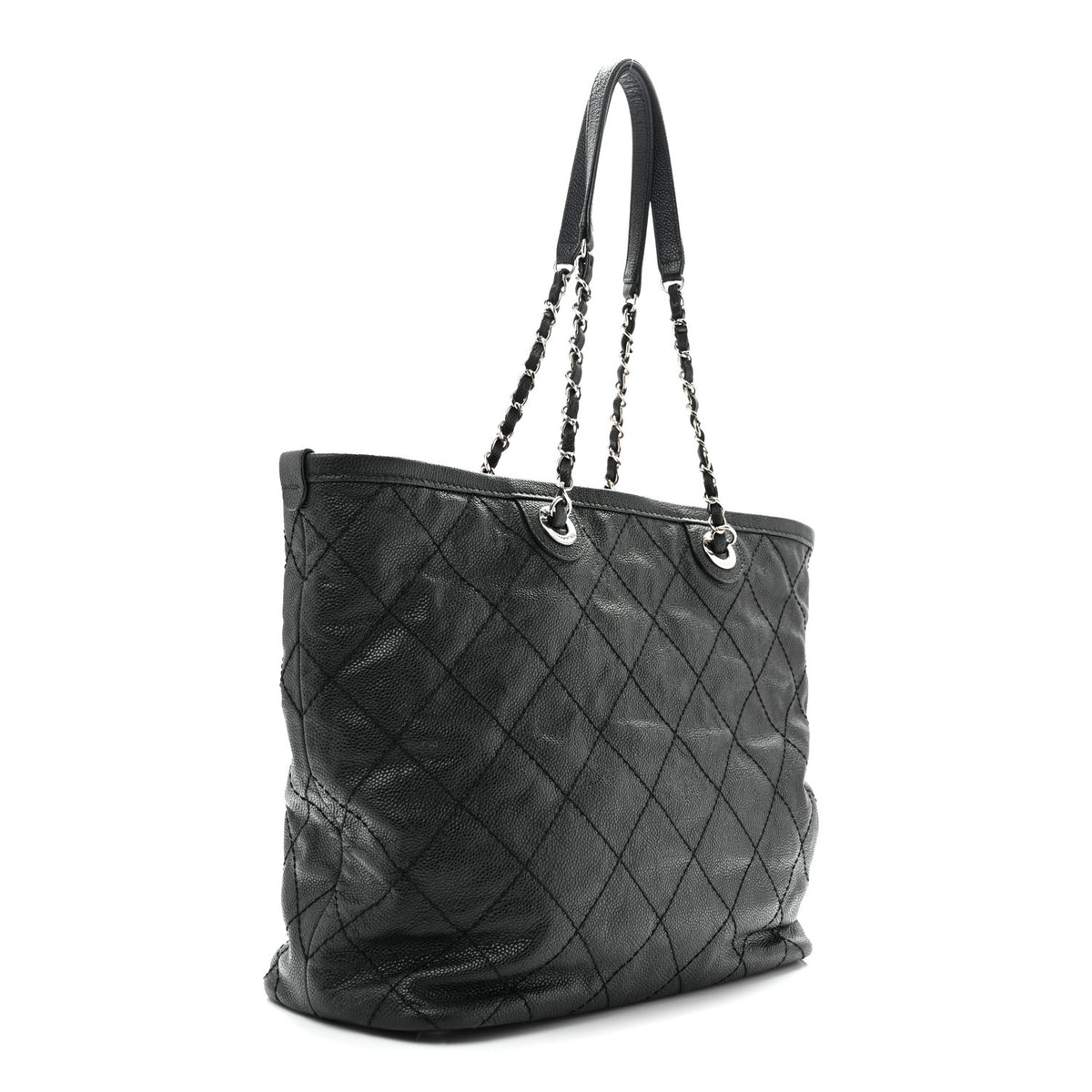 Chanel Grained Calfskin Quilted Small Daily Shopping Tote Black 3 of 15
