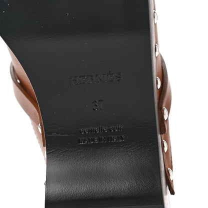 Hermes Heritage Calfskin Carlotta Mules 37 Naturel 6 of 8